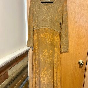 Potato Clothing Long Sleeve Maxi Dress in Golden Mustard